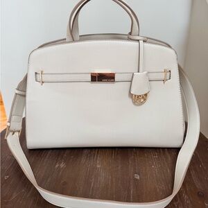 Anne Klein Beige Satchel with Gold Accents